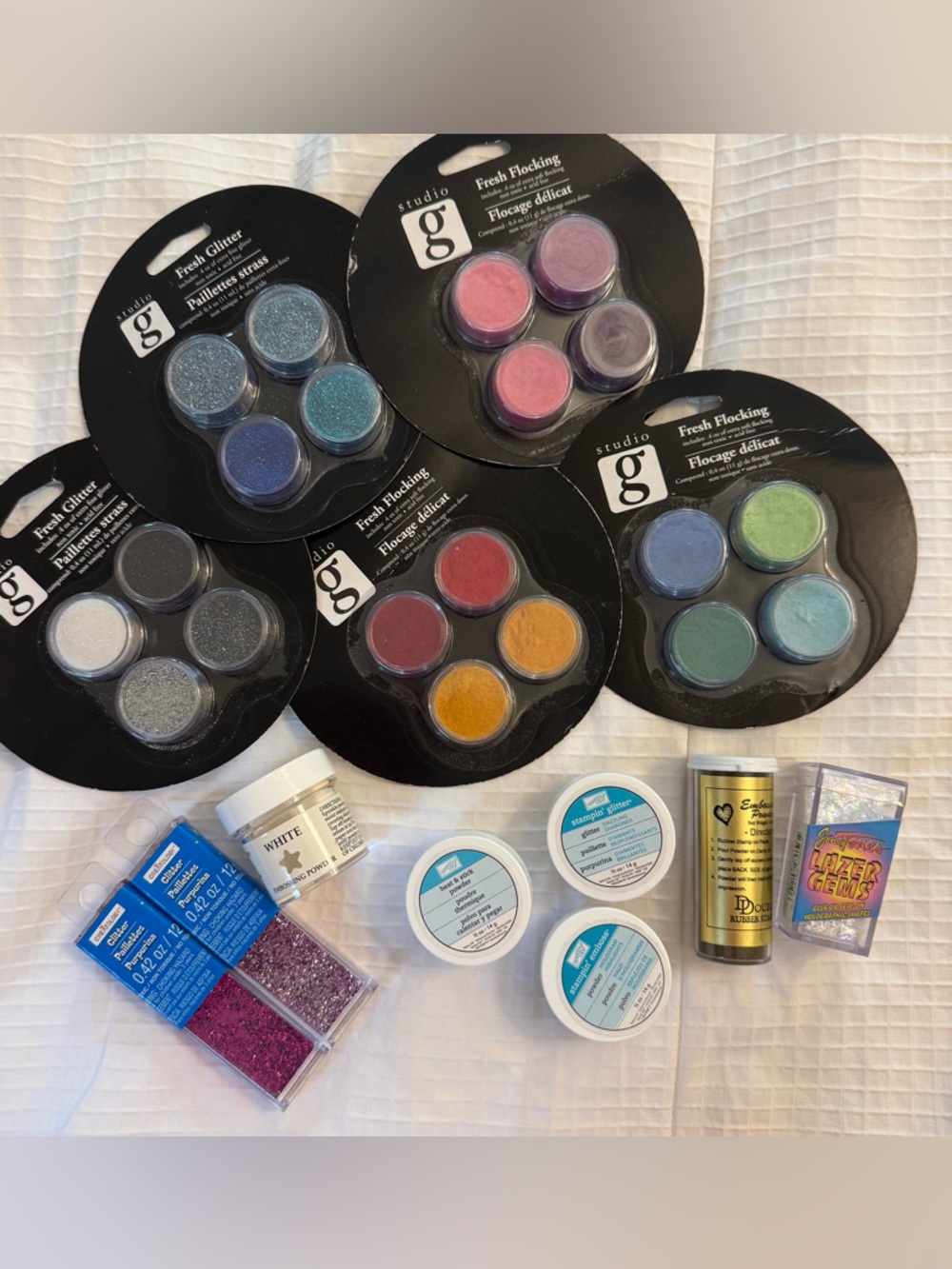 Stampin' Up! Embossing Powders, holographic powder, glitter & flocking bundle